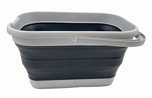 SAMMART 12L (3.1 Gallon) Collapsible Rectangular Handy Basket/Bucket (Slate Grey (Set of 2))