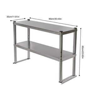 CNCEST 36 * 12 * 23in Stainless Steel Double Over-Shelf,Tier Over-Shelf 0-1.97in Height Adjustable for Kitchens/Factories/Workshops,Space-Saving and Easy to Install
