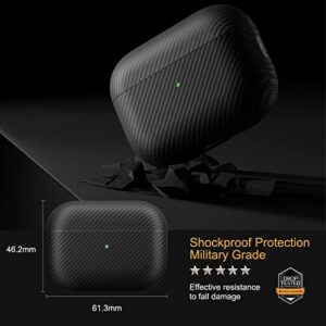 memumi Real Carbon Fiber for AirPods Pro 2nd Generation 2022 Case, Sturdy Durable Aramid Fiber 0.3 mm Slim Fit for Airpods Pro 2 Carbon Fiber Thin Case with Military-Grade Protection 600D Black