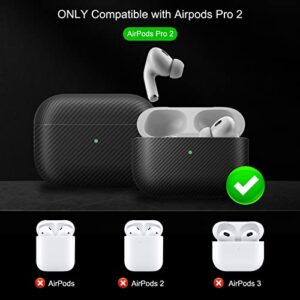 memumi Real Carbon Fiber for AirPods Pro 2nd Generation 2022 Case, Sturdy Durable Aramid Fiber 0.3 mm Slim Fit for Airpods Pro 2 Carbon Fiber Thin Case with Military-Grade Protection 600D Black