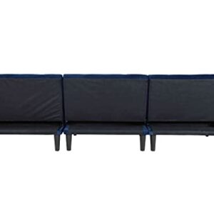 Cotoala L-Shape Convertible Sectional Sleeper Sofa with 2 Pillows, Adjustable Back, Modern Velvet Couch with Lounge Chairs, for Living Room, Office, Blue