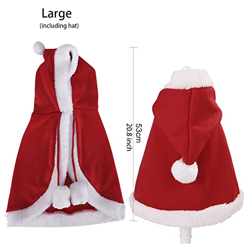 Cat Christmas Hooded Cloak Pet Dog Costume Cape with Hat Cute Kitten Puppy Red Poncho Santa Claus Cosplay Robe for Xmas Party