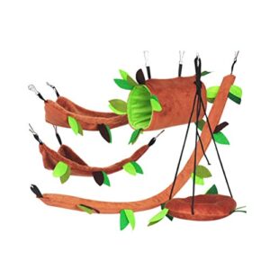 patkaw hamster swing hammock set 5pcs guinea pig hammock plush small animals hanging bed hamster cage toy leaf hanging tunnel and swing for playing sleeping
