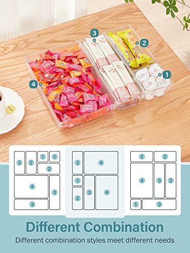 Kootek 28 Pcs Drawer Organizer and 4 Pack Refrigerator Organizer Bins