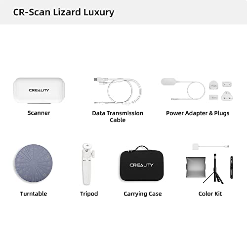 Creality CR Scan Lizard 3D Scanner Luxury Kit, 0.05 MM Accuracy & 10 FPS scan Speed 3D Scanner for 3D Printing & Modeling, Aviation-Grade Aluminum Plug, Handheld/Turntable Modes No-Marker Scanning