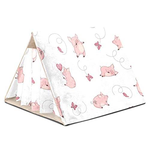 Y-DSIWX Guinea Pig Hideout House Bed, Cute Pink Pig Playing Butterflies Rabbit Cave, Squirrel Chinchilla Hamster Hedgehog Nest Cage