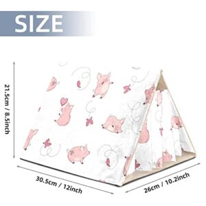 Y-DSIWX Guinea Pig Hideout House Bed, Cute Pink Pig Playing Butterflies Rabbit Cave, Squirrel Chinchilla Hamster Hedgehog Nest Cage