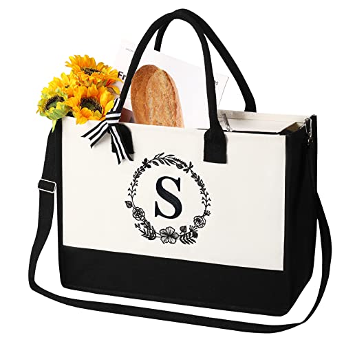 Qoosefun personalized bags for women,Tote Bag For Women,Initial Tote Bag For Women, Personalized gifts for women, beach bag, monogrammed gifts for women, Tote Bag With Zipper S