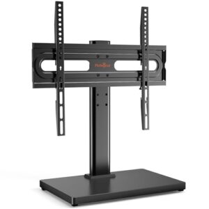 perlegear universal tv stand base, table top tv mount stand for most 32-60 inch flat or curved tvs up to 88 lbs, height adjustable tv replacement stand with wood base, max vesa 400x400mm, pgtvs24