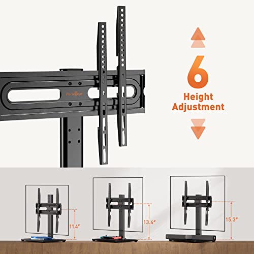 Perlegear Universal TV Stand Base, Table Top TV Mount Stand for Most 32-60 inch Flat or Curved TVs up to 88 lbs, Height Adjustable TV Replacement Stand with Wood Base, Max VESA 400x400mm, PGTVS24