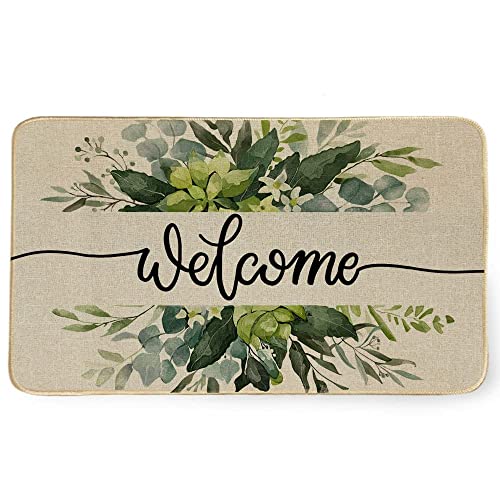 AACORS Door Mat 17X29 Inch Welcome Floral Home Holiday Floor Entrance Decor for Frontdoor Indoor Outdoor