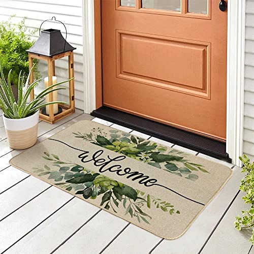 AACORS Door Mat 17X29 Inch Welcome Floral Home Holiday Floor Entrance Decor for Frontdoor Indoor Outdoor