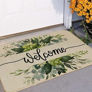 AACORS Door Mat 17X29 Inch Welcome Floral Home Holiday Floor Entrance Decor for Frontdoor Indoor Outdoor