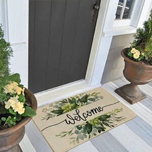 AACORS Door Mat 17X29 Inch Welcome Floral Home Holiday Floor Entrance Decor for Frontdoor Indoor Outdoor