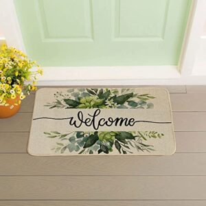 AACORS Door Mat 17X29 Inch Welcome Floral Home Holiday Floor Entrance Decor for Frontdoor Indoor Outdoor