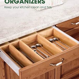 Kootek 8 Pcs Bamboo Drawer Organizer and 4 Pack Refrigerator Organizer Bins