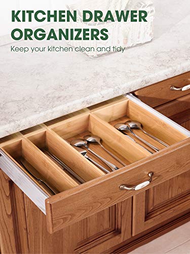 Kootek 8 Pcs Bamboo Drawer Organizer and 4 Pack Refrigerator Organizer Bins