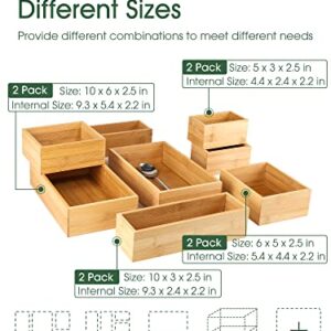 Kootek 8 Pcs Bamboo Drawer Organizer and 4 Pack Refrigerator Organizer Bins