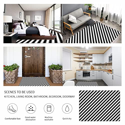 Gold Geometric Line Area Rugs, Green and White Non-Slip Carpet, Strip Rug Light and Low-Key Machine Washable for Living Room Study Bedroom Bedroom Kitchen,5×7ft /150 *210 cm