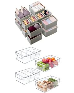 kootek 16 pack drawer organizers for clothing and 4 pack refrigerator organizer bins