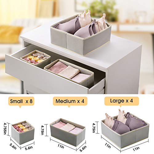 Kootek 16 Pack Drawer Organizers for Clothing and 4 Pack Refrigerator Organizer Bins