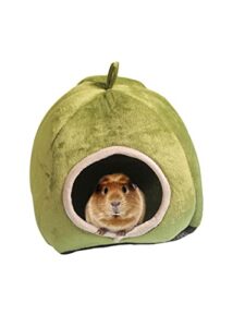 qwinee pet portable fruit house hut cozy warm sleeping bed hanging nest accessories for hamster guinea pig hedgehog chinchilla hamster and small animals green one size