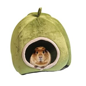 QWINEE Pet Portable Fruit House Hut Cozy Warm Sleeping Bed Hanging Nest Accessories for Hamster Guinea Pig Hedgehog Chinchilla Hamster and Small Animals Green One Size
