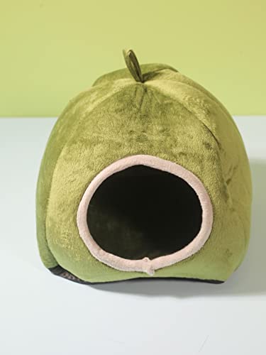 QWINEE Pet Portable Fruit House Hut Cozy Warm Sleeping Bed Hanging Nest Accessories for Hamster Guinea Pig Hedgehog Chinchilla Hamster and Small Animals Green One Size