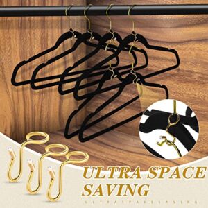 50 Pieces Clothes Hanger Connector Hooks, Metal Hanger Extender Hooks Hanger Hooks for Velvet Hangers Plastic Wooden Closet Space Saving (Gold, 50 Pieces)