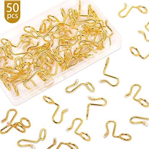 50 Pieces Clothes Hanger Connector Hooks, Metal Hanger Extender Hooks Hanger Hooks for Velvet Hangers Plastic Wooden Closet Space Saving (Gold, 50 Pieces)