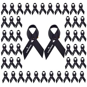 50 pieces funeral ribbons black memorial ribbons pins awareness ribbons in loving memory funeral gift respect meditation mourning ribbons for funeral mourning remembrance day