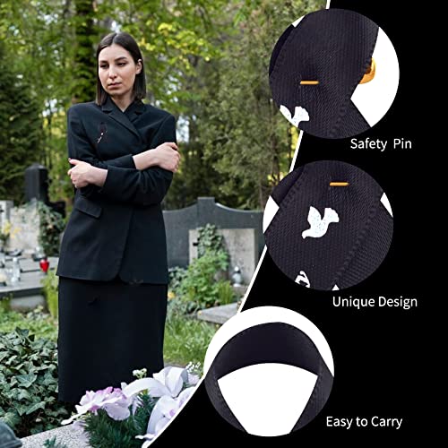 50 Pieces Funeral Ribbons Black Memorial Ribbons Pins Awareness Ribbons in Loving Memory Funeral Gift Respect Meditation Mourning Ribbons for Funeral Mourning Remembrance Day