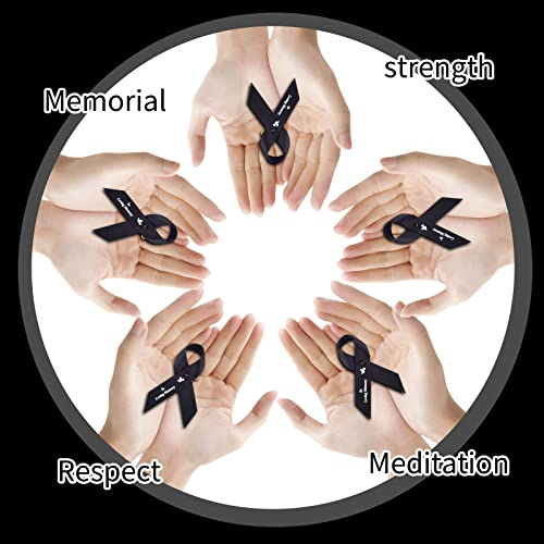 50 Pieces Funeral Ribbons Black Memorial Ribbons Pins Awareness Ribbons in Loving Memory Funeral Gift Respect Meditation Mourning Ribbons for Funeral Mourning Remembrance Day