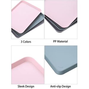 6 Pack 8 x 12 Inch Plastic Trays, Cute Small Pink Grey Blue Trays with 2”Wall, Decorative Food Serving Tray, Rectangular Flat Trays for Couch, Party, Dining, Picnic, Snack, Appetizer, Halyuhn