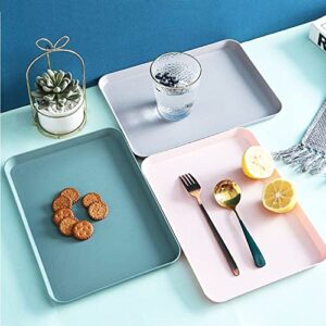 6 Pack 8 x 12 Inch Plastic Trays, Cute Small Pink Grey Blue Trays with 2”Wall, Decorative Food Serving Tray, Rectangular Flat Trays for Couch, Party, Dining, Picnic, Snack, Appetizer, Halyuhn