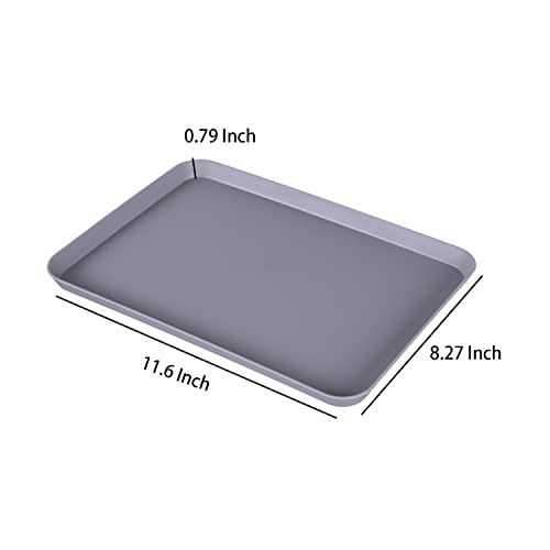 6 Pack 8 x 12 Inch Plastic Trays, Cute Small Pink Grey Blue Trays with 2”Wall, Decorative Food Serving Tray, Rectangular Flat Trays for Couch, Party, Dining, Picnic, Snack, Appetizer, Halyuhn