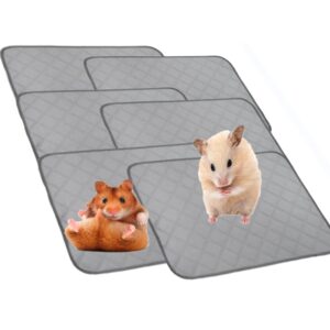 Auch 6PCS Grey Washable Pee Pad for Guinea Pig Hamster, Washable Guinea Pig Pee Pads, 6PCS 12"* 12" Small Animals Rabbit Hamster Rat Hedgehog Bedding (Grey)