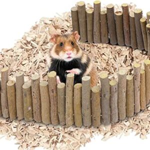 Hamster Wooden Bridge, Flexible Wood Hideout, Door Fence, Standing Climbing Platform Basket Accessories for, Mice, Gerbil, Chinchilla Chew Toys Decor (60CM)