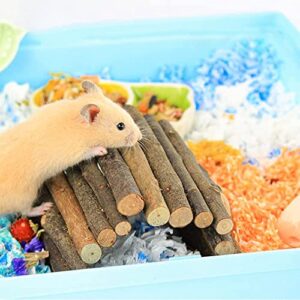 Hamster Wooden Bridge, Flexible Wood Hideout, Door Fence, Standing Climbing Platform Basket Accessories for, Mice, Gerbil, Chinchilla Chew Toys Decor (60CM)