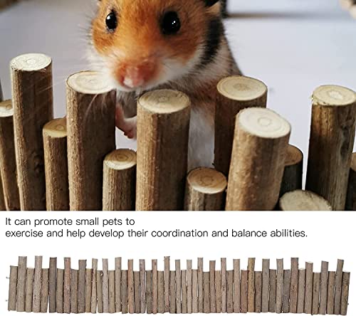 Hamster Wooden Bridge, Flexible Wood Hideout, Door Fence, Standing Climbing Platform Basket Accessories for, Mice, Gerbil, Chinchilla Chew Toys Decor (60CM)