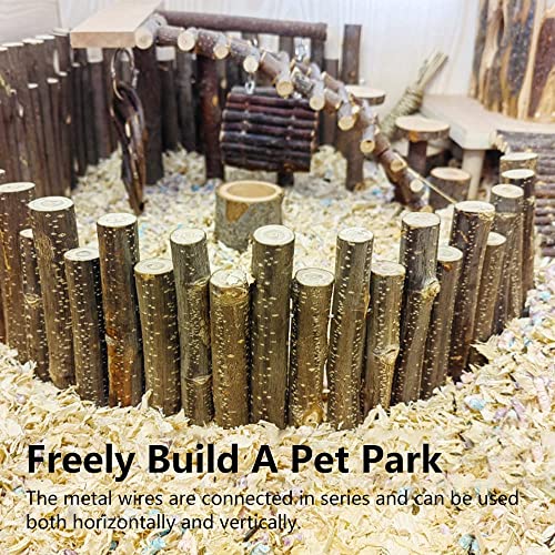 Hamster Wooden Bridge, Flexible Wood Hideout, Door Fence, Standing Climbing Platform Basket Accessories for, Mice, Gerbil, Chinchilla Chew Toys Decor (60CM)