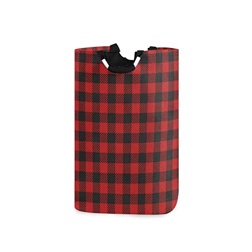 Moudou Buffalo Plaid Laundry Basket Foldable Laundry Hamper Large Clothes Toys Basket with Handles for Laundry Room, Bathroom, Bedroom, Dorm