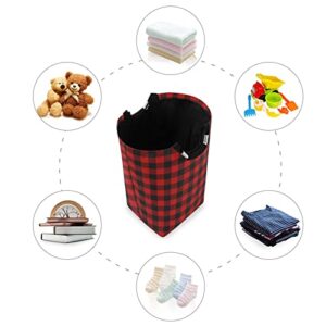 Moudou Buffalo Plaid Laundry Basket Foldable Laundry Hamper Large Clothes Toys Basket with Handles for Laundry Room, Bathroom, Bedroom, Dorm