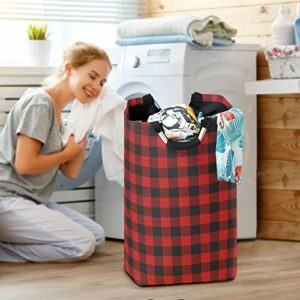 Moudou Buffalo Plaid Laundry Basket Foldable Laundry Hamper Large Clothes Toys Basket with Handles for Laundry Room, Bathroom, Bedroom, Dorm