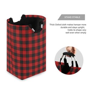 Moudou Buffalo Plaid Laundry Basket Foldable Laundry Hamper Large Clothes Toys Basket with Handles for Laundry Room, Bathroom, Bedroom, Dorm