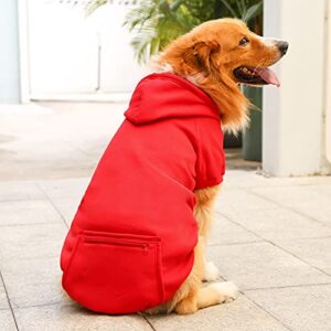 Warm Clothes Pet Autumn and Winter Fleece Pocket Sweatshirt Solid Color Tops Cats Hoodies Zipper Red Warm Animal Christmas Sweater for Cats and Dogs