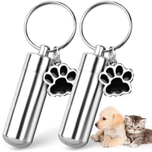 ChunlongFour Waterproof Cremation Pet Urns Keychain for Dogs Ashes, Cylinder Cat Dog Urn for Pet Ashes Cremation Keepsake Memorial Ashes Jewelry Pend