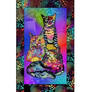 flashphoenix quality sewing fabric - 23 x 44 inch fabric panel - print concepts crazy for cats rainbow wallhanging scene
