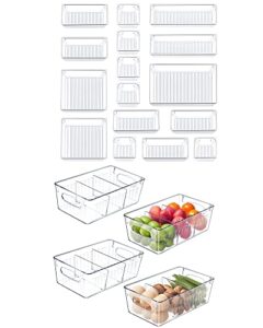 kootek 16 pcs desk drawer organizer and 4 pack refrigerator organizer bins