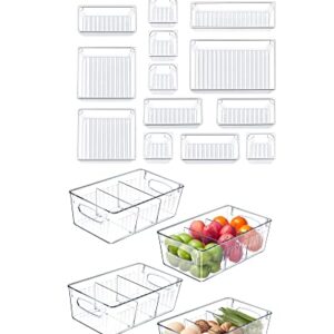 Kootek 16 Pcs Desk Drawer Organizer and 4 Pack Refrigerator Organizer Bins